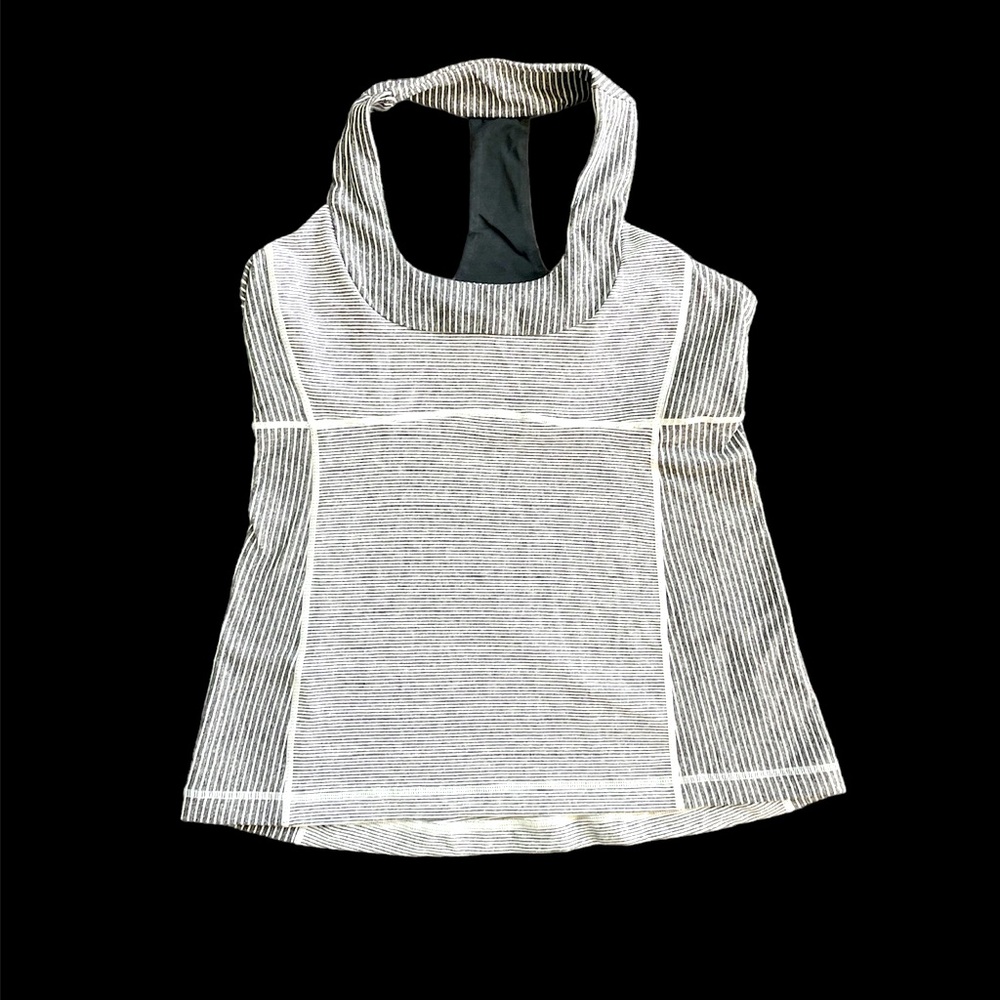 Lululemon halter tank gray white stripe size 8-10